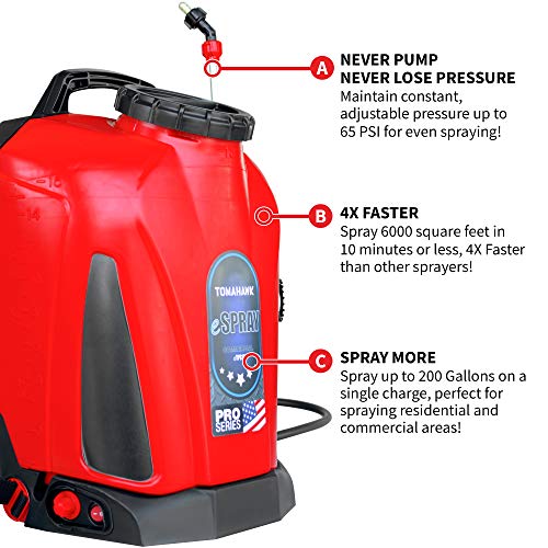 Tomahawk 4 Gallon Battery Powered Backpack Sprayer with Lithium Ion Battery for Pest Control and Disinfectants