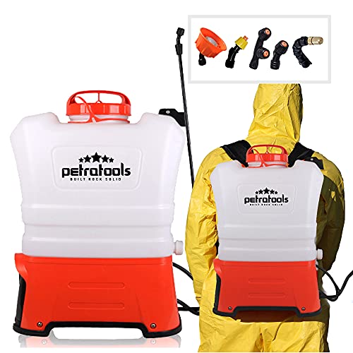 PetraTools Battery Powered Backpack Sprayer - Lawn Sprayers in Lawn and Garden Professional Electric Sprayer, 4-Gallon Battery Powered Sprayer, Multiple Nozzles & Ultra Life Battery - HD4050