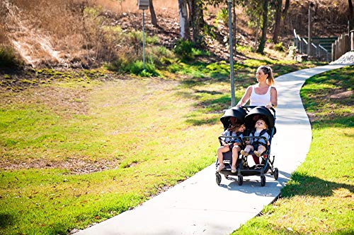 Joovy Kooper X2 Double Stroller, Lightweight Travel Stroller, Compact Fold with Tray, Glacier