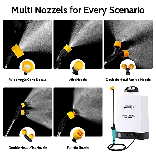 VISOTECH Battery Powered Sprayer, High Pressure Gardening Sprayer, Powerful Backpack Sprayer with Adjustable Nozzles, Electric Sprayer in Garden and Lawn (5.3 Gallon)