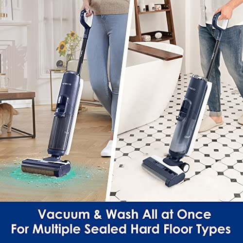 Tineco Floor ONE S5 Smart Cordless Wet Dry Vacuum Cleaner and Mop for Hard Floors, Digital Display, Long Run Time, Great for Sticky Messes and Pet Hair, Space-Saving Design, Blue