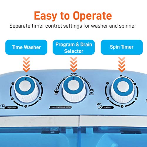 Upgraded Version Pyle Portable Washer & Spin Dryer, Mini Washing Machine & Amazon Basics Foldable Clothes Drying Laundry Rack - Chrome