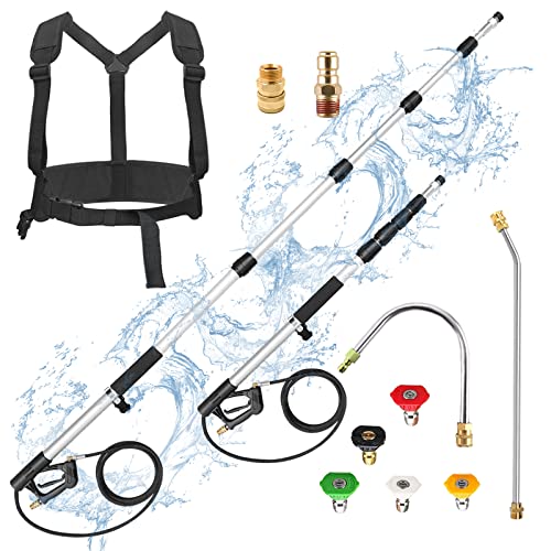 EZJOB Pressure Washer Extension Wand, Power Washer Wand, Telescoping Wand, Power Washer Extension Wand for Pressure Washer Gun with Gutter Cleaner 18ft