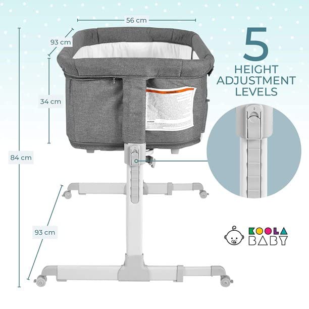 3 in 1 Baby Bassinet, Bedside Sleeper, & Playpen, Easy Folding Portable Crib (Grey)- KoolaBaby