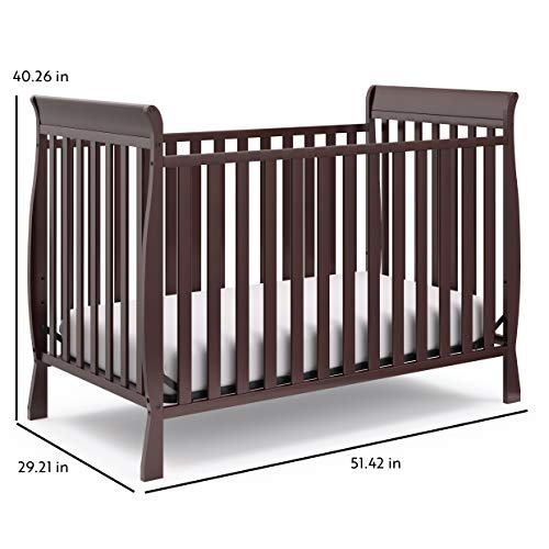 Storkcraft Maxwell Convertible Crib (Espresso) – GREENGUARD Gold Certified, Converts to Toddler Bed and Daybed, Fits Standard Full-Size Crib Mattress, Classic Crib with Traditional Sleigh Design