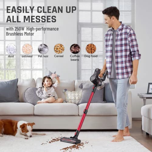 ENGiNDOT Cordless Vacuum Cleaner, 23Kpa 250W Brushless Stick Vacuum with Advanced Cyclonic Technology, 4 in 1 Lightweight Handheld Vacuum for Hard Floor Carpets & Pet Hair
