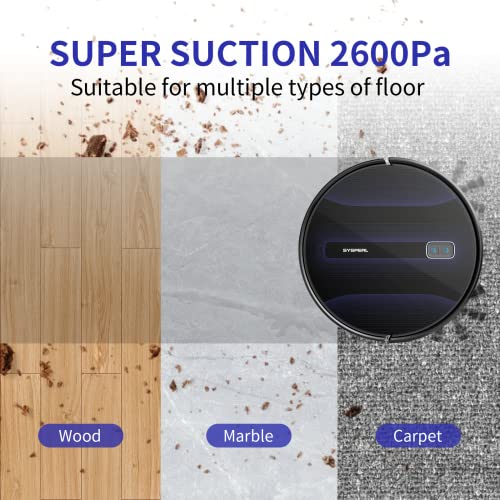 SYSPERL Robot Vacuum Cleaner 2600Pa, Self-Charging Robotic Vacuums Compatible with Alexa, APP, WiFi, Remote Control, Quiet Auto Cleaning Robot Ideal for Pet Hair, Hardwood Floor