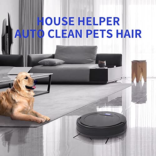 Robotic Vacuum Cleaner, Automatic Robot Vacuum, Long Hair Tangle-Free Super Thin Robot Cleaner 90min Working Suitable for Tiles,Wooden Floor, Low Pile Carpet Tangle-Free Perfect Pets Hair