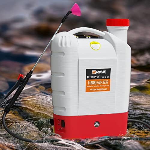 4.2 Gallon Battery Powered Backpack Sprayer - 8 Nozzles, 240ml Measuring Bottle, 100PSI Cutoff Pressure, Long Battery Life, Wide Mouth, High-Pressure Spray Hose, Trigger Lock, Pressure Knob Controller
