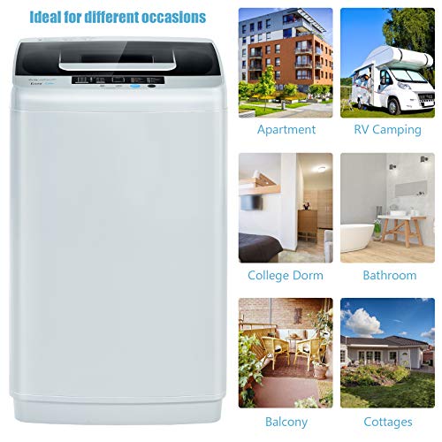 COSTWAY Full Automatic Washing Machine, 2-in-1 Portable Washer and Spin Combo with 10 Programs, 8.8lbs Capacity, Drain Pump and LED Display, Mini Laundry Washer for Apartment, RVs, Dorm