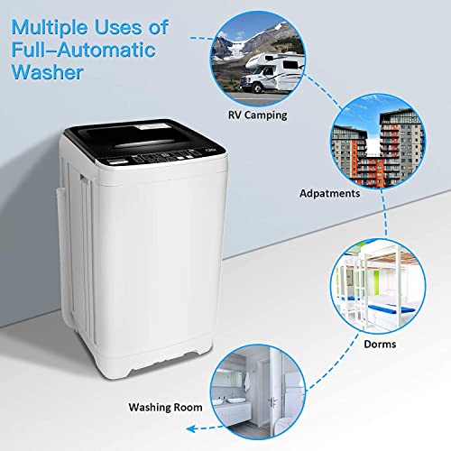 Washing Machine Nictemaw Portable Washer 1.73 Cu.ft/17.6Lbs Capacity Full-Automatic Compact Laundry Washer With Drain Pump, 10 programs Selections with LED Display Ideal for Home/Apartments/Dorms/RV