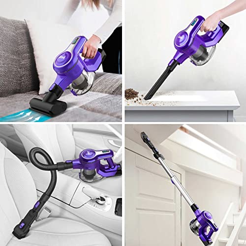 INSE Cordless Vacuum Cleaner, 23Kpa 265W Powerful Suction Stick Vacuum Cleaner, Up to 45min Runtime, Rechargeable Battery Vacuum, 10-in-1 Lightweight Vacuum for Carpet Hard Floor Pet Hair, S6T Purple