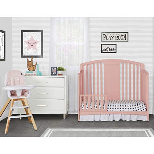 Sweetpea Baby Arc 4-in-1 Convertible Crib in Dusty Pink, Greenguard Gold Certified