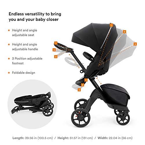 Stokke Xplory X, Golden Yellow - Luxury Stroller - Adjustable for Both Baby & Parents’ Comfort - Padding, Harness & Reflective Zipper for Added Safety - Folds in One Step