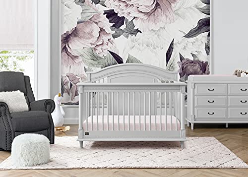 Simmons Kids Juliette 6-in-1 Convertible Crib with Toddler Rail, Greenguard Gold Certified, Moonstruck Grey