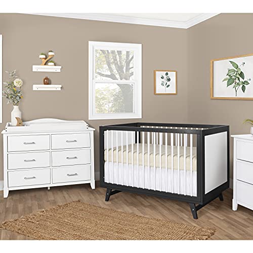 Dream On Me Carter 5-in-1 Full Size Convertible Crib / 3 Mattress Height Settings / JPMA Certified / Made of New Zealand Pinewood / Sturdy Crib Design, Black & White