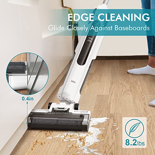 ECOWELL Cordless Wet Dry Vacuum Cleaner and Mop with Self Water Spray for Hard Floor and Area Rug, One-Step Cleaning for Sticky Messes and Pet Hair, WCVP03, White