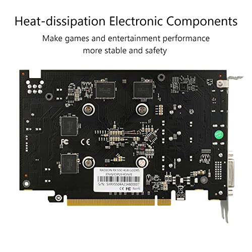 SAPLOS AMD Radeon RX 550 Graphics Card,DisplayPort 1.4/HDMI/DVI-D Dual Link,4GB,GDDR5,128-Bit,PCI Express 3.0 X8,Computer GPU,Desktop Gaming Video Card for PC,DirectX 12