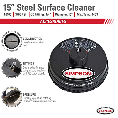 SIMPSON Cleaning MS60763-S MegaShot Gas Pressure Washer Powered by Kohler RH265 + Simpson Cleaning 80165 Universal 15" Steel Surface Scrubber for Cold Water Pressure Washers