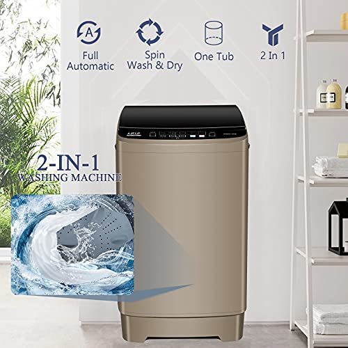 Krib Bling Full-Automatic Washing Machine with Drain Pump, 17.7lbs Compact Washer, 10 WashProgram & 8 Water Level, Ideal for Apartment, Dorm, RV