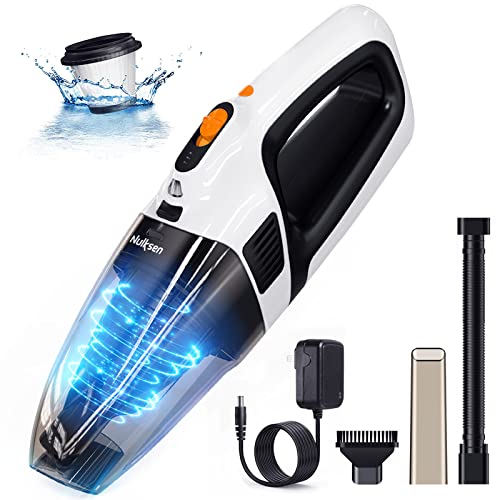 Nulksen Handheld Vacuum Cordless Rechargeable, 8500Pa Powerful Portable Handheld Vacuum, Quick Charging, Light Weight Mini Vacuum Cleaner for Home, Office and Car