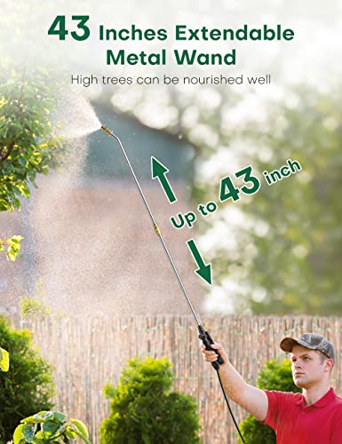 KIMO 3 Gallon Garden Sprayer, 20V 2.0Ah Battery Powered Sprayer in Lawn and Garden w/ 3 Water Nozzles, 2 Extended Wands, No Manual Pump Yard Sprayer, Electric Backpack Sprayer for Weeding, Cleaning