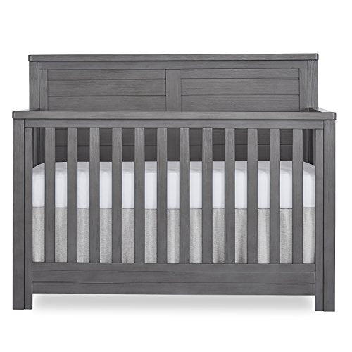 Evolur Belmar Flat 5-in-1 Convertible Crib in Rustic Grey, Greenguard Gold Certified