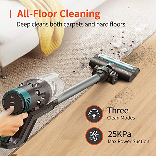 Ultenic U11 Pro Cordless Vacuum Cleaner, 25KPa Strong Suction, Touch Control, Easy-Empty Dustbin, 2200mA Detachable Battery, Fast Charge, 4 in 1 Stick Vacuum for Carpet, Hard Floor and Pet Hair
