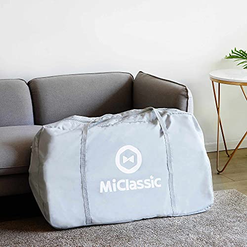 Miclassic Baby Bassinet Bedside Sleeper Crib, Mesh Breathable Net, Portable and Folding Design, Adjustable Height with Storage Basket and Wheels for Newborn, Infant and Baby (Light Grey)