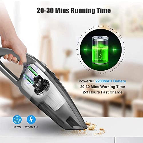 KOVEBBLE Portable Cordless Car Handheld Vacuum Cleaner, Strong Suction 8000PA, High Power 120W, Wet & Dry Use, Quick Cleaning for Vehicle, House, Office