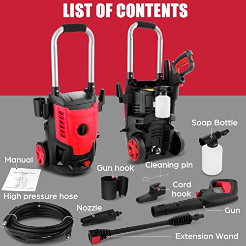 Electric Pressure Washer 2.5GPM Power Washer 1800W High Pressure Washer Cleaner with All-in-one Spray Nozzle, 20 Ft Hose & 35 Ft Wire
