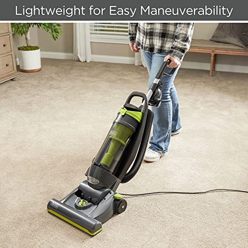 BLACK+DECKER Bagless Upright Vacuum Cleaner with Anti-Allergen HEPA Filer, Corded 1,200 Watt Motor & 5-Position Carpet Height Settings, Gray (BDXURV309G)