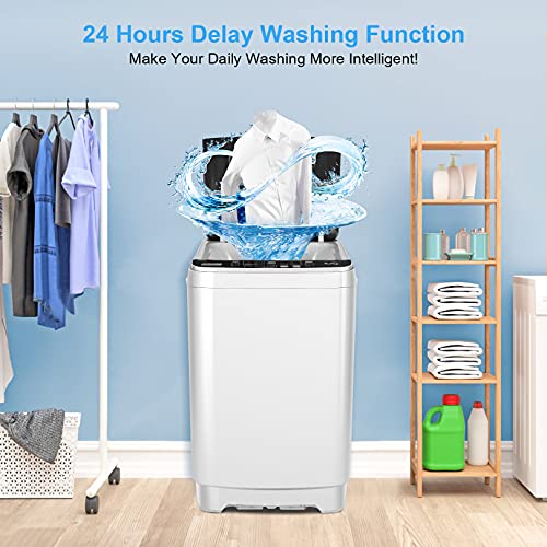 Portable Washing Machine with Drain Pump, Clothes Washing Machines, Nictemaw 17.7lbs Capacity Full-Automatic Compact Washer, 10 Programs Selections and Led Display Ideal For Home/Dorms/Rv/Apartments