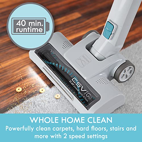 Kenmore DS4065 Cordless Stick Vacuum Lightweight Cleaner 2-Speed Power Suction LED Headlight 2-in-1 Handheld for Hardwood Floor, Carpet & Dog Hair, Blue