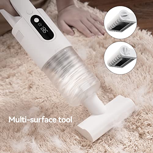 Brigii High-speed Handheld Vacuum Cleaner,Car Vacuum Cordless with 18000Pa Powerful Suction;Hand Vacuum with Two Power Modes;Portable Vacuum for Blanket,Hard Floor&Crevice;USB-C Rechargeable-H5(White)