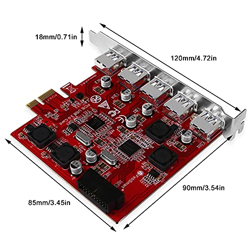 FebSmart 7-Ports Superspeed 5Gbps USB 3.0 PCI Express (PCIe) Expansion Card-5 Ports USB-A and an 19Pin USB 3.0 Header-Build in Self-Powered Technology-No Need Additional Power Supply (FS-U7S-Pro)