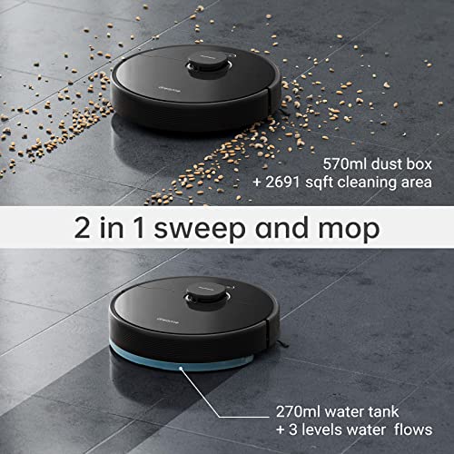 Dreametech D9 Max Robot Vacuum and Mop Combo, Lidar Navigation Robot Vacuum Sweep and Mop 2-in-1, 4000Pa Strong Suction Power, 150min Runtime, Compatible with Alexa, Map for Carpet, Hard Floor