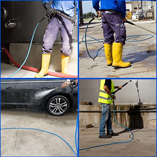 FIXFANS Pressure Washer Hose, 1/4" X 50 FT High Power Washer Extension Hose, Kink & Wear Resistant High Pressure Hose Replacement Compatible M22 Fittings, 3600PSI