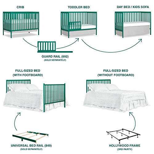 Dream On Me Synergy 5-in-1 Convertible Crib in Emerald, Greenguard Gold Certified