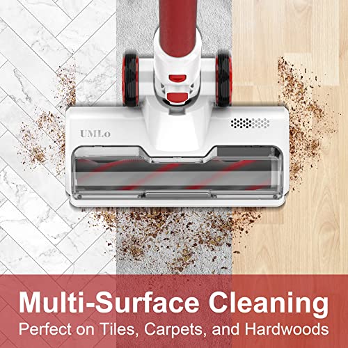 UMLo Cordless Vacuum Cleaner with LED Dsiplay, Up to 60min Runtime, 265W 25Kpa Suction Stick Vacuum, 4000mAh Rechargeable Battery Vacuum, 8 in 1 Lightweight Vacuum for Pet Hair Carpet Hard Floor,V111