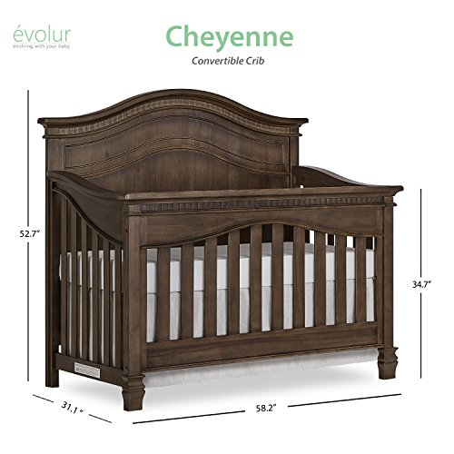 Evolur Cheyenne 5 in 1 Full Panel Convertible Crib in Antique Brown