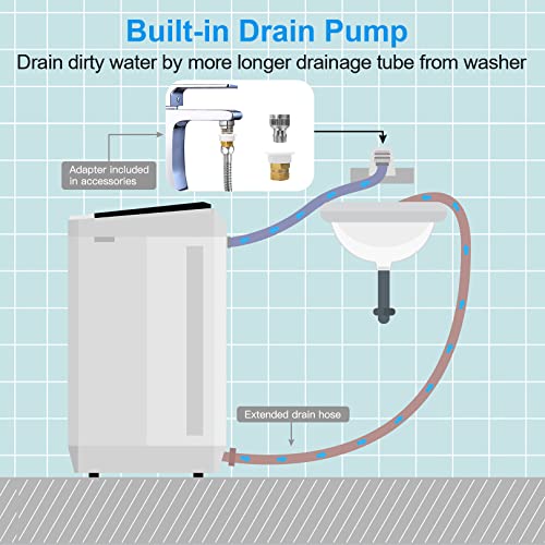 Portable Washing Machine Nictemaw 1.7Cu.ft/15.6Lbs Compact Washer with Drain Pump, 10 Programs 8 Water Level Selections with LED Display, Fully Automatic Washer Ideal for Apartments, RV, Dorms