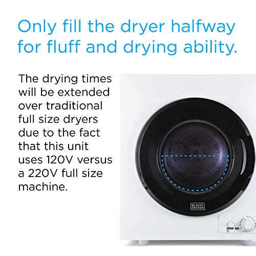 Portable Laundry Washing Machine by BLACK+DECKER, Compact Pulsator Washer for Clothes.9 Cubic ft. Tub, White, BPWM09W & BLACK+DECKER BCED26 Portable Dryer, Small, 4 Modes, White