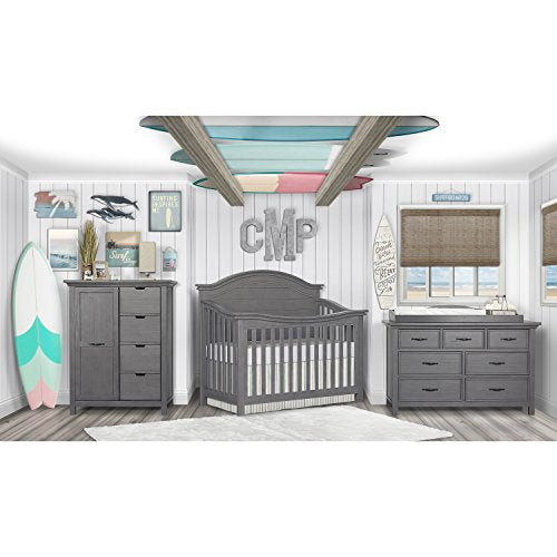 Evolur Belmar Curve 5-in-1 Convertible Crib in Rustic Grey