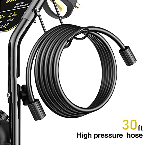 BLUBERY 3600PSI Gas Pressure Washer, 2.7GPM Heavy Duty Power Washer, 30Ft High Pressure Hose&Soap Tank, 5 Adjustable Nozzles, CARB Compliant.Black.