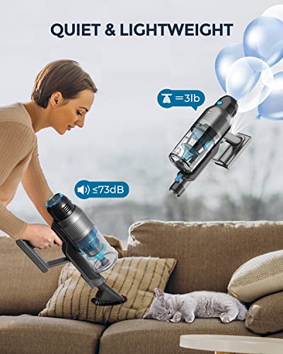Syvio Cordless Vacuum Cleaner, Stick Vacuum with 22Kpa Stronger Suction, Max 40Min Runtime, Upright Quiet Retractable, 6 in 1 Lightweight Handheld Vacuum Ideal for Hardfloor Short Carpet Car Pet Hair