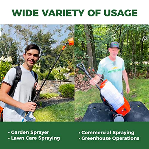 PetraTools 4 Gallon Battery Powered Backpack Sprayer with Cart – Extended Spray Time Long-Life Battery - New HD Wand Included, Wide Mouth Lid, Multiple Nozzles & Battery Included