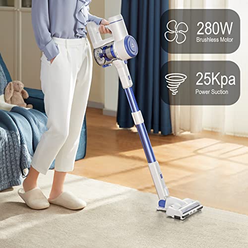 Cordless Vacuum Cleaner, Stick Vacuum Cleaner with 25Kpa Suction 2 Batteries for 70 Mins Runtime 10 in 1 Lightweight Rechargable Handheld Vacuum for Carpet Hardwood Floor Rug Pet Hair A200PRO