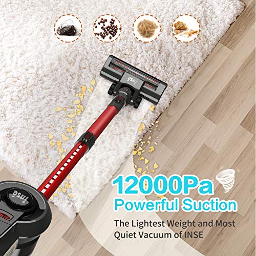 INSE Cordless Vacuum, 12KPa Powerful Vacuum Cleaner with 160W Motor, 4-in-1 Stick Vacuum, Rechargeable Handheld Vacuum Cleaner for Home Hard Floor Carpet Pet Hair-N6