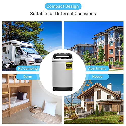 COSTWAY Portable Washing Machine, 11Lbs Capacity Full-automatic Washer with 8 Wash Programs, LED Display, 10 Water Levels, Compact Laundry Washer and Dryer Combo for Apartment, Dorm (Grey)